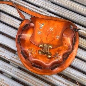 Vintage 60s Leather Saddle Bag